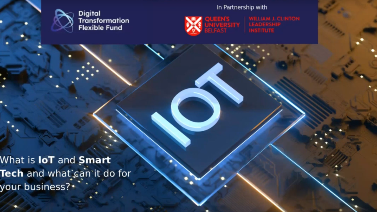Martin Naughton introducing the Galvia Digital webinar on IoT and Smart Tech, discussing business transformation opportunities.
